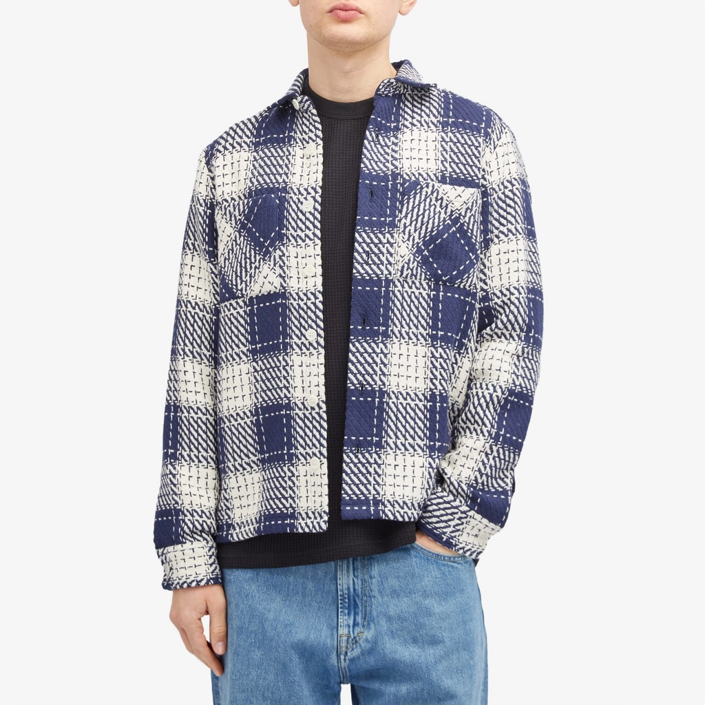 Wax London Men's Whiting Beatnik Overshirt Marine